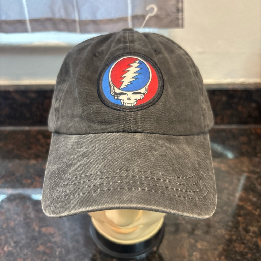 Grateful Dead Skull Logo Vintage Wash Black Baseball Cap